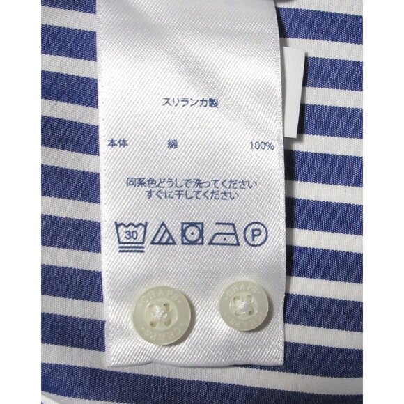 CHAPS Women Shirt Striped Blue/White Cotton Button-Down Casual No Iron - Picture 12 of 12